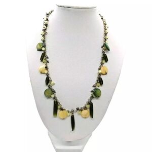 Lia Sophia Women's Necklace Sea Grass Green & White Mother of Pearl Beads